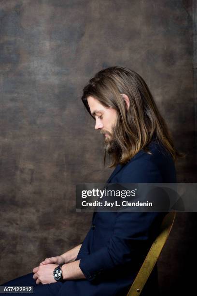 Actor Tom Payne from AMC's 'The Walking Dead is photographed during Paley Fest for Los Angeles Times on March 17, 2017 in Los Angeles, California....