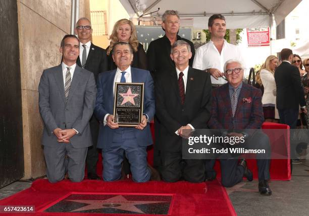 Ayor Eric Garcetti, David Foster, Haim Saban, Simon Cowell, Leron Gubler and Fariba Kalantari attend a Star Ceremony on The Hollywood Walk Of Fame...