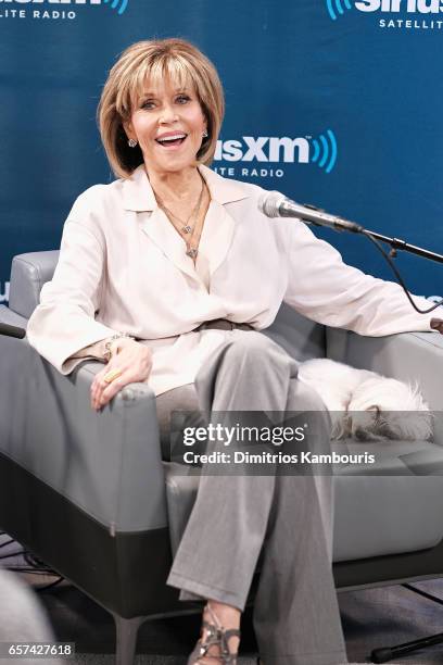 Actress Jane Fonda and Lily Tomlin talk with SiriusXM host Craig Ferguson about the new season of their Netflix comedy "Grace & Frankie" during a...