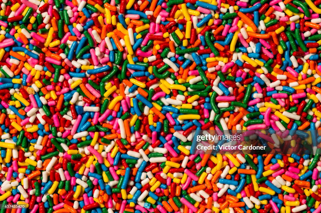 Texture of colored sprinkles