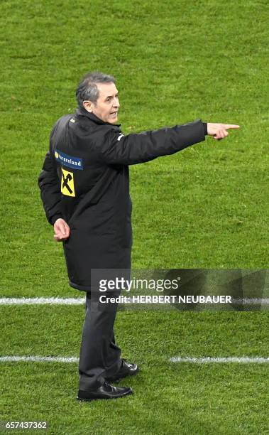 Austria's head coach Marcel Koller reacts during the FIFA World Cup 2018 qualification football match between Austria and Moldova at the Ernst Happel...
