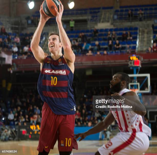 Victor Claver, #10 of FC Barcelona Lassa in action during the 2016/2017 Turkish Airlines EuroLeague Regular Season Round 28 game between FC Barcelona...
