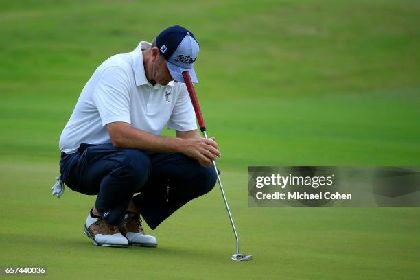 Bill Lunde pauses for a moment on the eighth hole during the second round of the Puerto Rico Open at Coco Beach on March 24, 2017 in Rio Grande,...