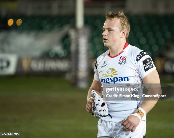 Ulster's Luke Marshall takes to the pitch for his 100th appearance during the Guinness Pro12 Round 18 match between Newport Gwent Dragons and Ulster...