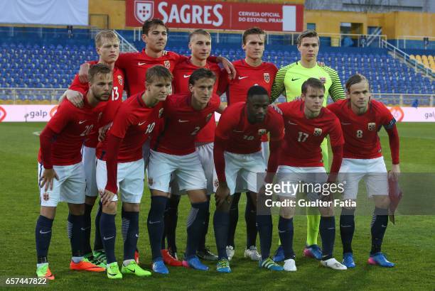 Norway's players pose for a team photo before the start of the U21 International Friendly match between Portugal and Norway at Estadio Antonio...