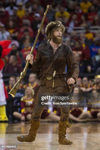West Virginia Mountaineers mascot during the Big 12 tournament championship game between the West Virginia Mountaineers and the Iowa State Cyclones...