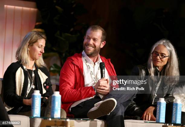 Stylehaul Chief Content Director Mia Goldwyn, designer Darren Romanelli and filmmaker Carla Santos Shamberg speak onstage during 'The Impact of...