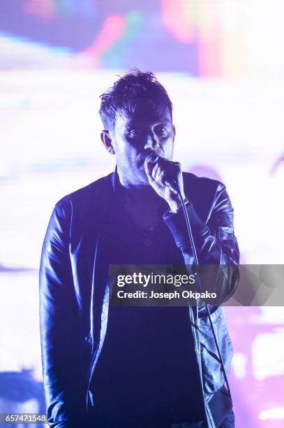 Damon Albarn of Gorillaz performs the new album "Humanz" live on March 24, 2017 in London, United Kingdom.