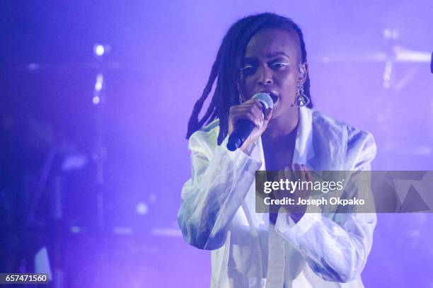 Kelela performs with Gorillaz for their new album "Humanz" live on March 24, 2017 in London, United Kingdom.