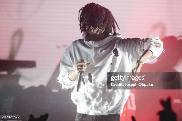 Danny Brown performs with Gorillaz for their new album "Humanz" live on March 24, 2017 in London, United Kingdom.