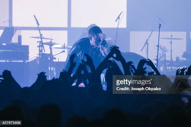 Damon Albarn of Gorillaz performs the new album "Humanz" live on March 24, 2017 in London, United Kingdom.