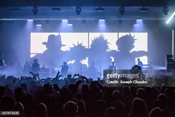 Gorillaz perform their new album "Humanz" live on March 24, 2017 in London, United Kingdom.