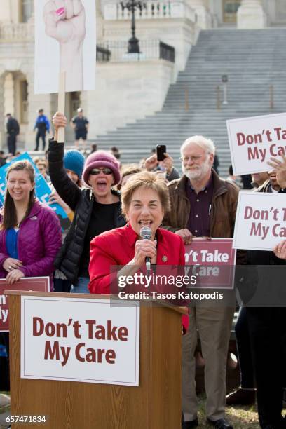 Representative Jan Schakowsky speaks at the "Kill The Bill" Rally To Demand The House GOP Vote "No" On Trumpcare at the United States Capitol...