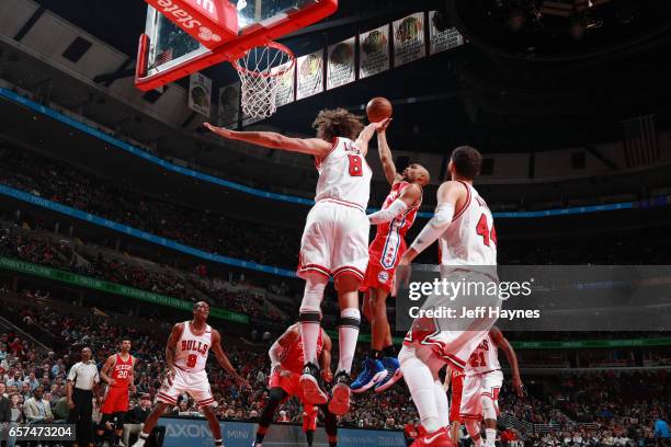 Gerald Henderson of the Philadelphia 76ers shoots the ball against the Chicago Bulls during the game on March 24, 2017 at the United Center in...