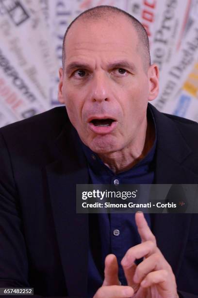 Former Greek Minister of Finance Yanis Varoufakis presents the program to save Europe "European New Deal" of Diem25, to the foreign press,on March...