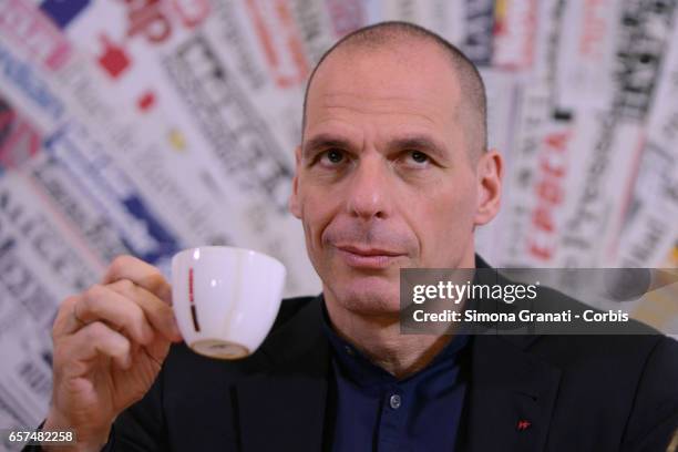 Former Greek Minister of Finance Yanis Varoufakis presents the program to save Europe "European New Deal" of Diem25, to the foreign press,on March...