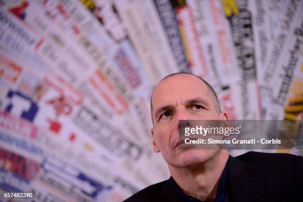 Former Greek Minister of Finance Yanis Varoufakis presents the program to save Europe "European New Deal" of Diem25, to the foreign press,on March...
