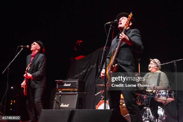 Leigh Heggarty, John "Segs" Jennings and David Ruffy of Ruts DC perform at Brixton Academy on March 24, 2017 in London, United Kingdom.