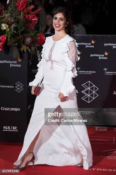 Spanish actress Elena Furiase attends the 'Pieles' premiere on day 8 of the 20th Malaga Film Festival at the Cervantes Teather on March 24, 2017 in...