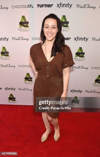 Actress April Billingsley attends the Atlanta Film Festival opening night red carpet screening of 'Dave Made A Maze' at the Plaza Theater on March...