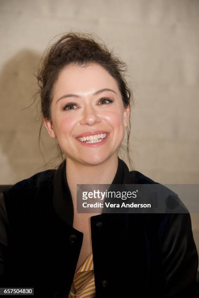 Tatiana Maslany at the "Orphan Black" Press Conference at a private location on March 23, 2017 in West Hollywood, California.