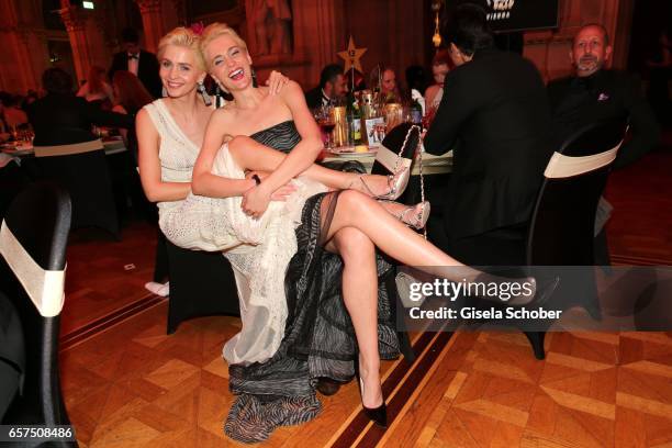 Julia Meise and her twin sister Nina Meise during the 8th Filmball Vienna at City Hall on March 24, 2017 in Vienna, Austria.