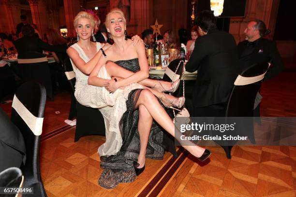 Julia Meise and her twin sister Nina Meise during the 8th Filmball Vienna at City Hall on March 24, 2017 in Vienna, Austria.