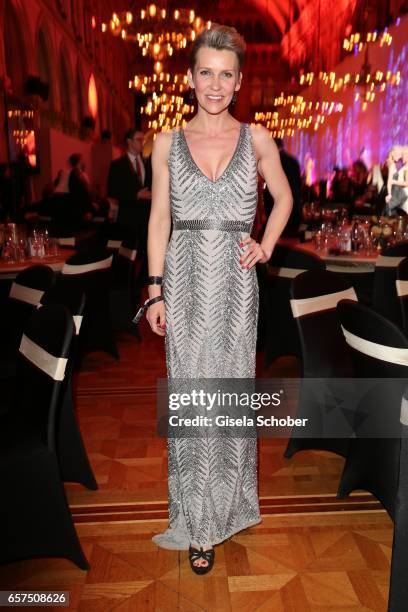 Alexandra Ries, wearing a silver dress by Just Eve, during the 8th Filmball Vienna at City Hall on March 24, 2017 in Vienna, Austria.