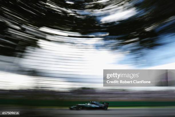 Valtteri Bottas driving the Mercedes AMG Petronas F1 Team Mercedes F1 WO8 on track during final practice for the Australian Formula One Grand Prix at...