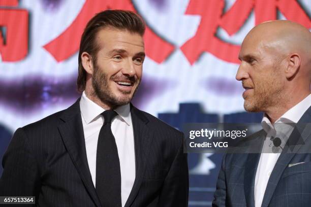 David Beckham attends AIA MDRT event at Central Harbourfront Event Space on March 24, 2017 in Hong Kong, China.