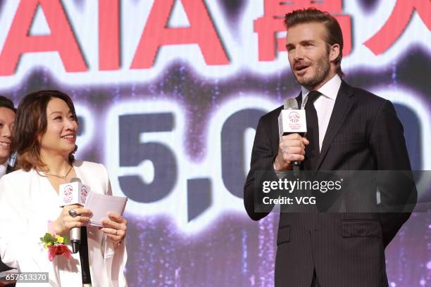 David Beckham attends AIA MDRT event at Central Harbourfront Event Space on March 24, 2017 in Hong Kong, China.