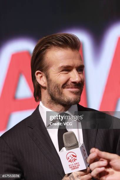 David Beckham attends AIA MDRT event at Central Harbourfront Event Space on March 24, 2017 in Hong Kong, China.