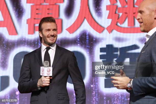 David Beckham attends AIA MDRT event at Central Harbourfront Event Space on March 24, 2017 in Hong Kong, China.