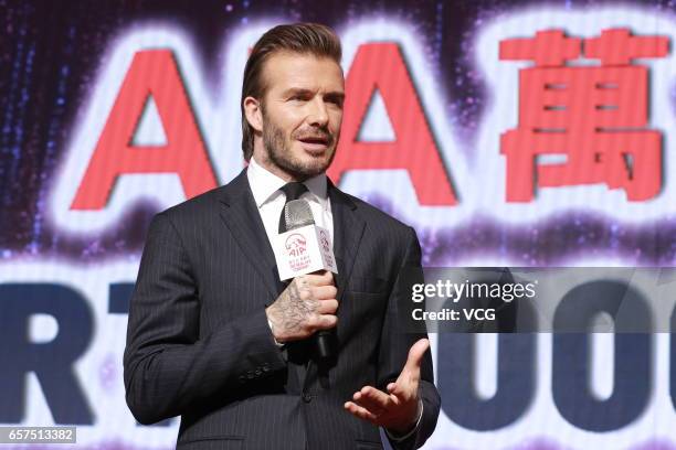 David Beckham attends AIA MDRT event at Central Harbourfront Event Space on March 24, 2017 in Hong Kong, China.