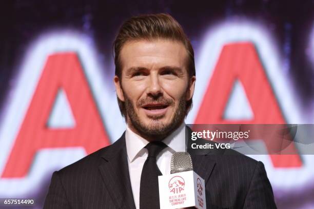 David Beckham attends AIA MDRT event at Central Harbourfront Event Space on March 24, 2017 in Hong Kong, China.