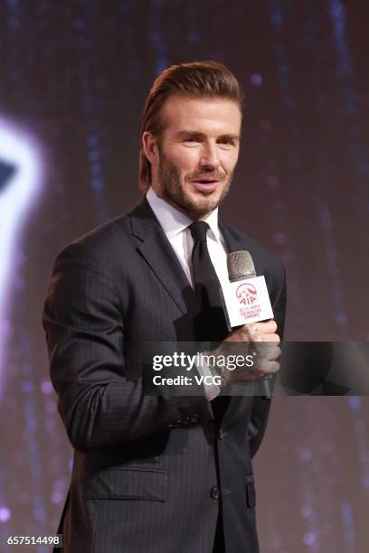 David Beckham attends AIA MDRT event at Central Harbourfront Event Space on March 24, 2017 in Hong Kong, China.