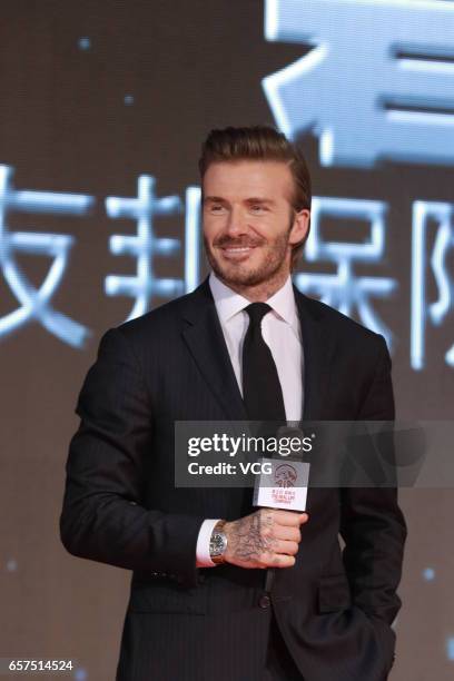 David Beckham attends AIA MDRT event at Central Harbourfront Event Space on March 24, 2017 in Hong Kong, China.