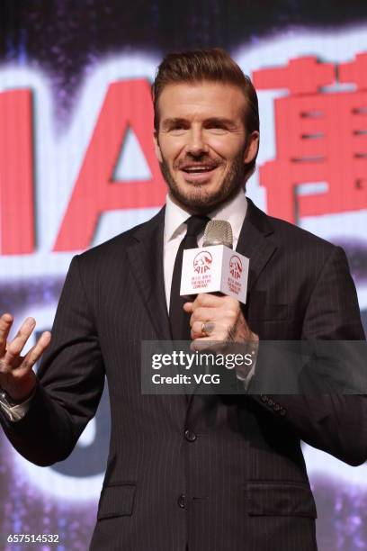 David Beckham attends AIA MDRT event at Central Harbourfront Event Space on March 24, 2017 in Hong Kong, China.