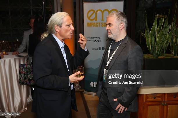 New Pacific Realty CEO and EMA board chair David Margulies and guest attend the Toyota Mirai Presents the Inaugural EMA Impact Summit party at...