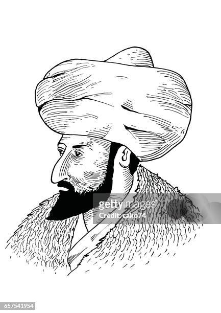 hand-zeichnung-sultan - gravure stock-grafiken, -clipart, -cartoons und -symbole