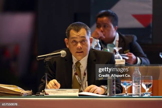 The Football Assocaion of Malaysia secretary-general Datuk Hamidin Mohd Amin speaks during the 53rd Annual Football Association of Malaysia Congress...