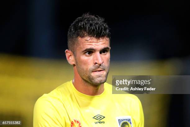 Fabio Ferreira of the Mariners looks dejected during the round 24 A-League match between Central Coast Mariners and Adelaide United at Central Coast...