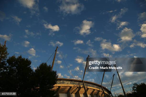 General view of GIO Stadium before the round five Super Rugby match between the Brumbies and the Highlanders at GIO Stadium on March 25, 2017 in...