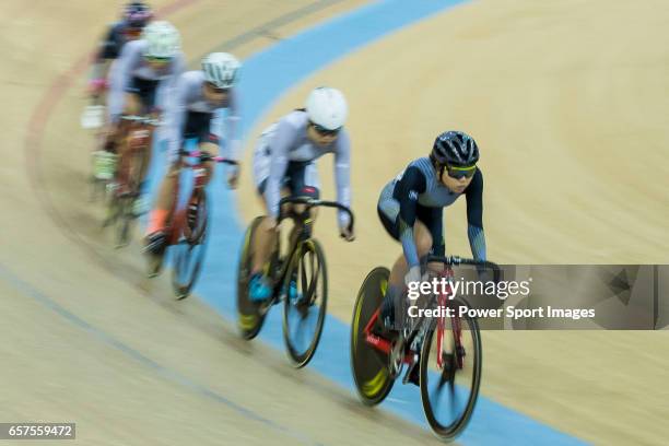 Leung Wing Yee of the Ligne 8- CSR competes in Women Elite - Omnium I Scratch 7.5KM during the 2017 Hong Kong Track Cycling National Championship on...