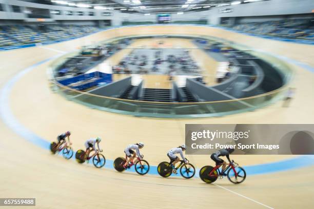 Diao Xian Juan of the IND competes in Women Elite 5KM Final during the 2017 Hong Kong Track Cycling National Championship on March 25, 2017 in Hong...