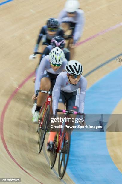 Yang Qianyu of the IND competes in Women Elite - Omnium I Scratch 7.5KM during the 2017 Hong Kong Track Cycling National Championship on March 25,...