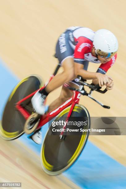 Leung Chun Wing of the SCAA competes in Men Elite - Individual Pursuit Final during the 2017 Hong Kong Track Cycling National Championship on March...