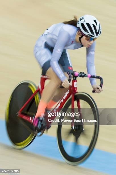 Diao Xian Juan of the IND competes in Women Elite - Omnium I Scratch 7.5KM during the 2017 Hong Kong Track Cycling National Championship on March 25,...