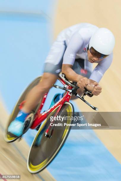 Cheung King Lok of IND competes in Men Elite - Individual Pursuit Final during the 2017 Hong Kong Track Cycling National Championship on March 25,...