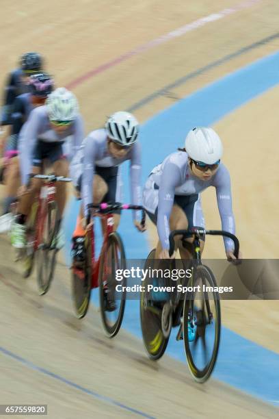 Diao Xian Juan of the IND competes in Women Elite - Omnium I Scratch 7.5KM during the 2017 Hong Kong Track Cycling National Championship on March 25,...